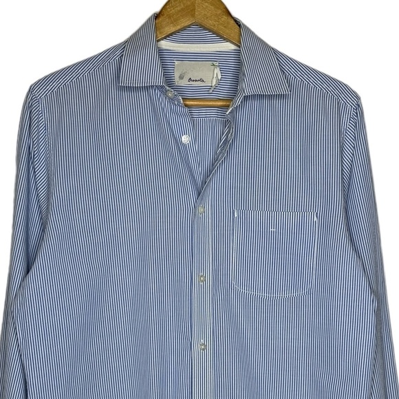 Trovata Birds of Paradis Valdir Shirt Blue Stripe Size L - Picture 2 of 10
